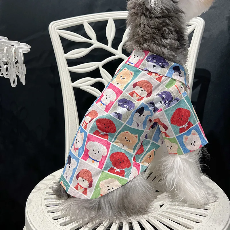 Luxury Independent Designer Dog Clothes Trendy Summer Thin Small Dog Teddy Schnauzer Bichon Cat Pet Shirt