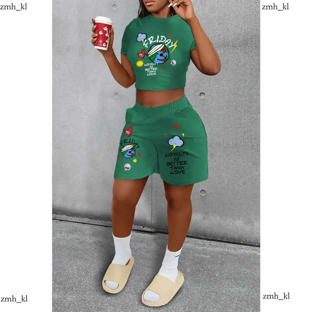 2023 Women Tracksuits Sport Suits Large Spring Summer Girl Printed Print Personalized Print Casual Two Piece Set S-5XL 808