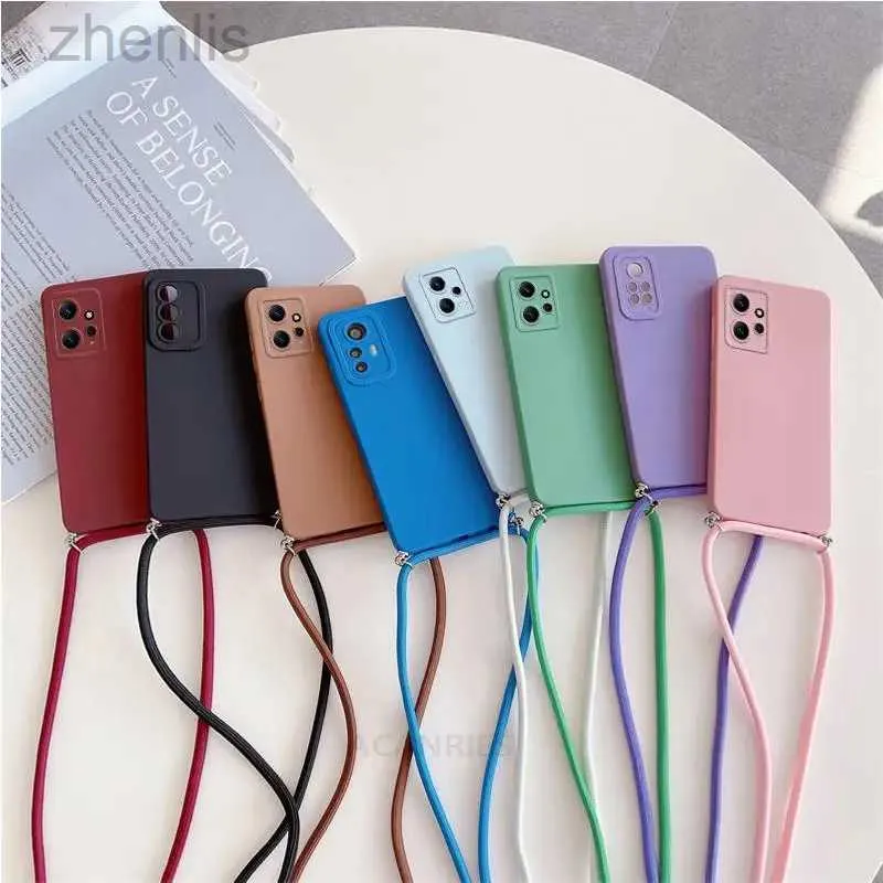 Obudowy telefonu komórkowego Crossbody Matte Matte dla Redmi Note 12 Pro Plus 12S 4G 5G Pasek sznurek silikonowy tylna pokrywa Note12 S 12pro D240424