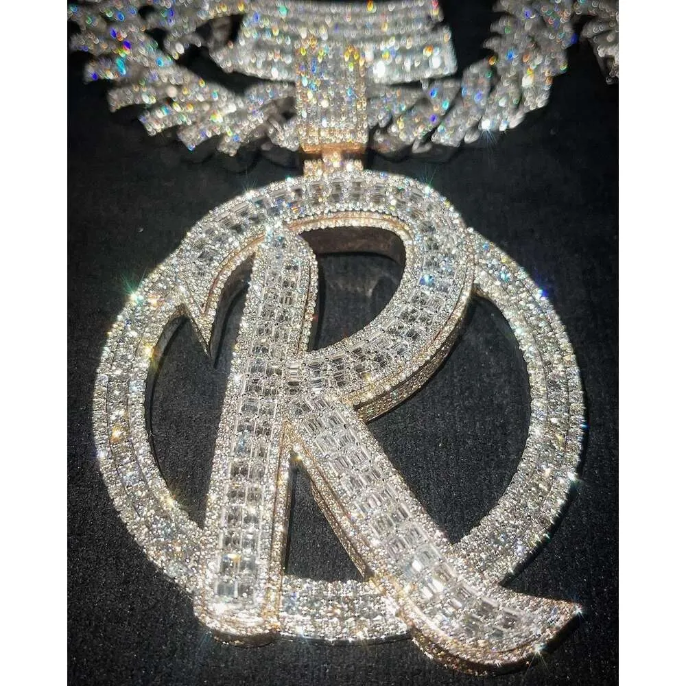 Hip Hop Sier Iced Out Sieraden VVS Moissanite Diamonds Custom Necklace Initial R Pendant