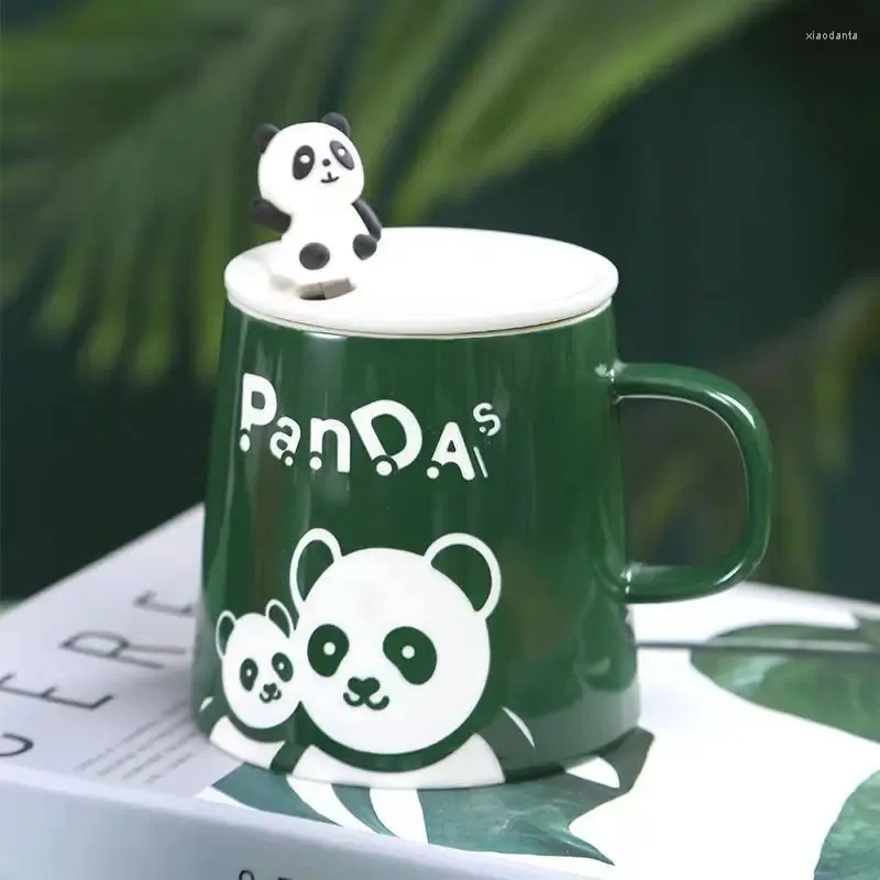 Mugs 460ml Panda Ceramic Mug With Lid Design Pattern Large Capacity Drinkware Coffee Tea Cups Novelty Gifts Milk Cup