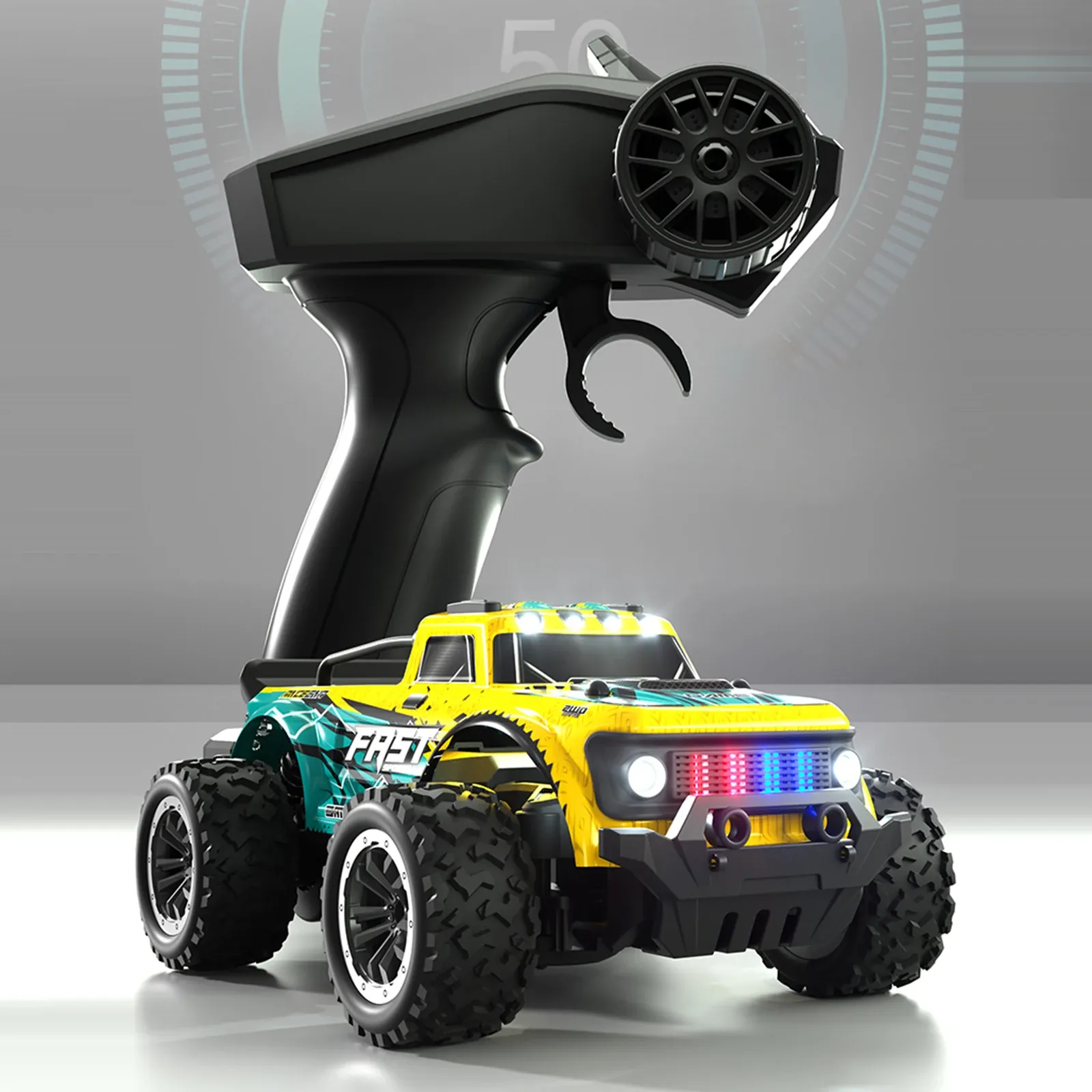 Auto's 4WD RC -auto met LED -verlichting 2.4G Radio Remote Control Cars Buggy Offroad Control Trucks Boys Toys For Children 1:20 18 km/H