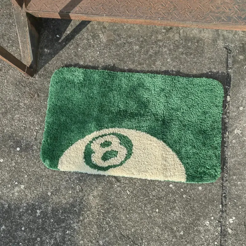 Green 8 Ball Carpet Doormat Rectangle Non-slip Bath Mat Soft Plush Fullfy Tufted Rug Home Decor Living Room Bedroom Floor Mat 240419