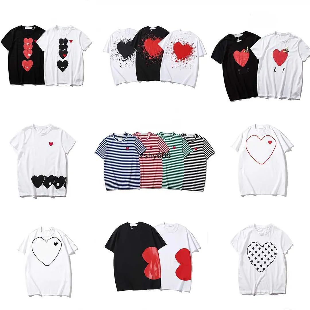 Play Designer Mens T camisetas de coração Brand Brand Fashion Moda feminina Manga curta Cotton Top Polo Camiseta Roupas