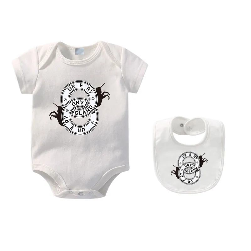 Модная новорожденная детская одежда Детская дизайнер 100% хлопковые ромперы детские шорты в рукаве месяц мальчики для девочек Румпер-дизайнеры пижамы CXD2404235-6