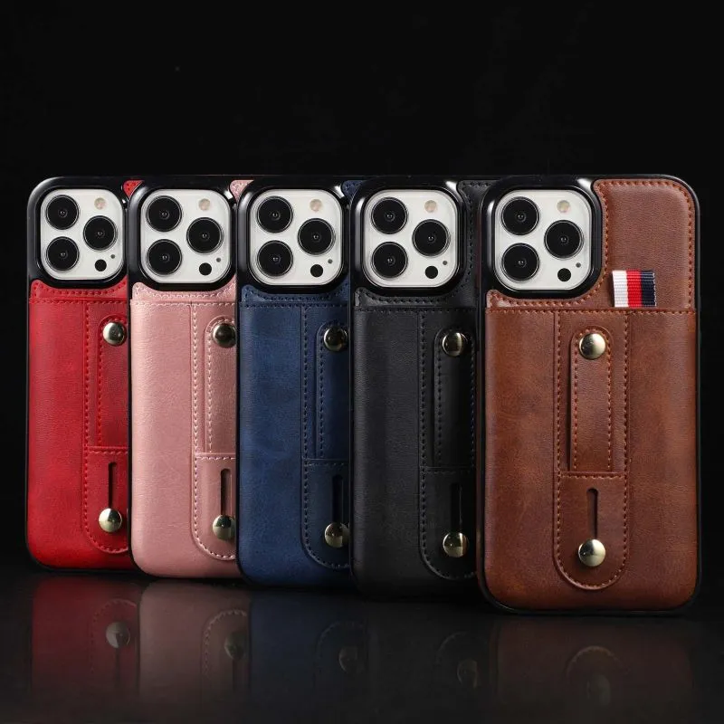 Fashion design full cover Leather cases for Apple iPhone14/15(pro max) ringcase PU+TPU Card plug-in sticker