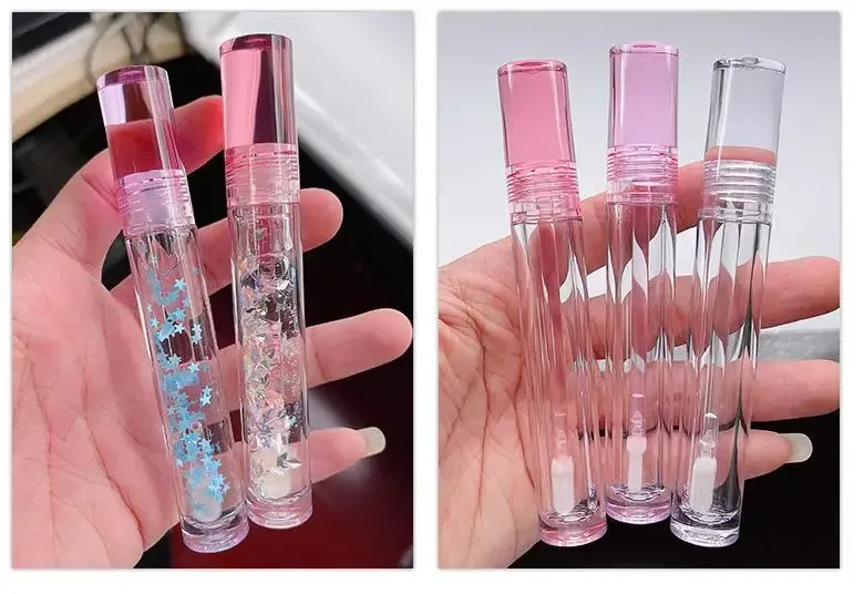 Bouteilles 5 ml tubes à lèvres transparentes vides avec baume à lèvres à lèvres stoppet