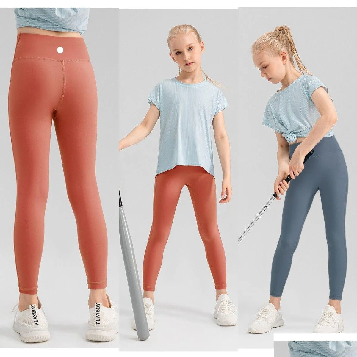 Tenue de yoga LU-1456 Girls Leggings Kids Mink Cloues Pantalons Soft Elastic Sports Pantalons serrés Childre