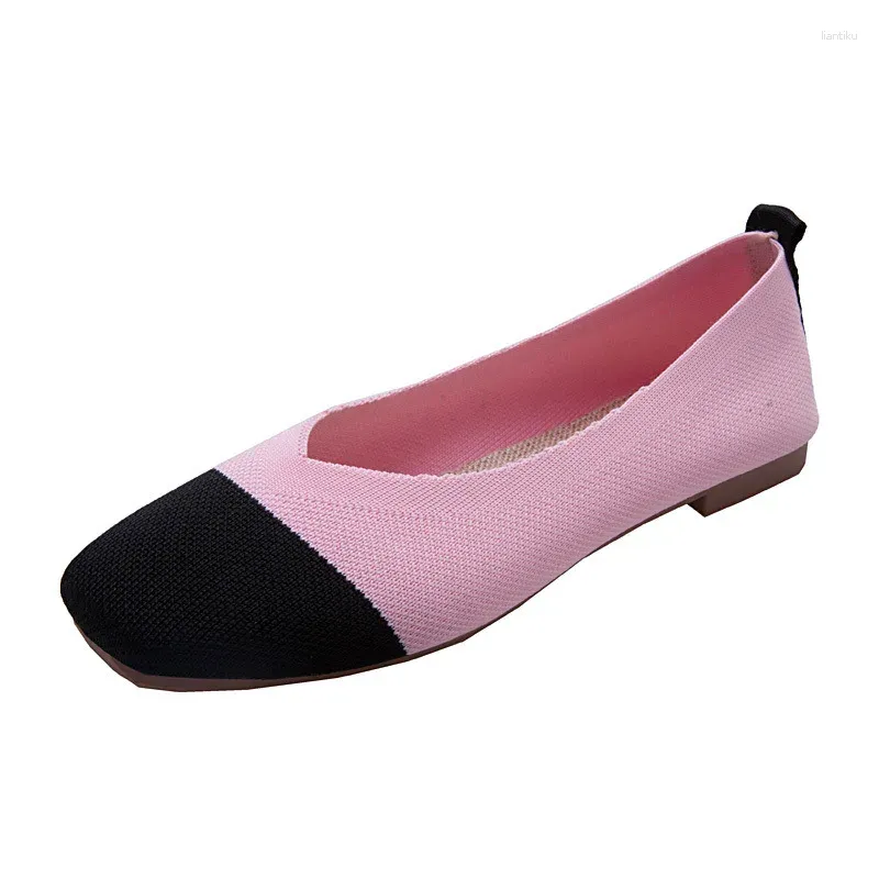 Chaussures décontractées en tricot pour femmes Flats de 1,5 cm d'épaisseur d'épaisseur 2024 Couleur de mode Matchage confortable Zapatos de Mujer