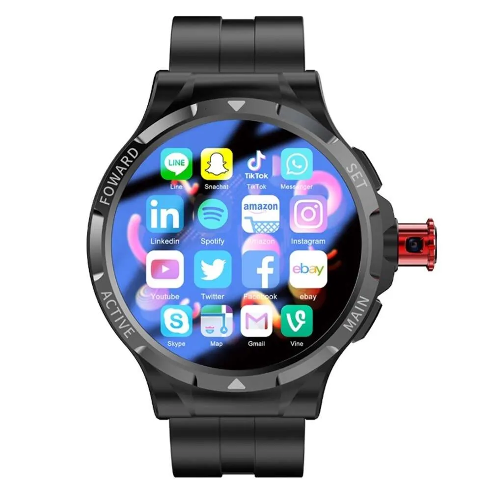 Android Smart Watch 4G Men Sim Card 4G RAM+128 GB ROM Android 9.0 z 120 ﾰ Rotary Camera WiFi GPS 1.43 "Smartwatch ekranowy