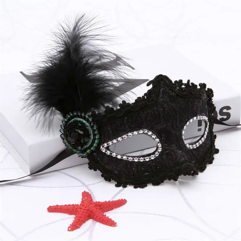 Venice Feather Masquerade Masks Hat Cosplay Half Face Eye Princess Halloween Festive Venetian Costumes Carnival Easter Dance Nightclub Wedding Birtyday Perform