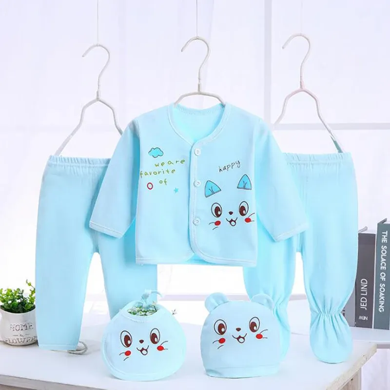 Conjuntos de bebês recém -nascidos infantis de Bekamille (5pcs/conjunto) roupas de algodão de algodão de algodão macio ternos para meninos