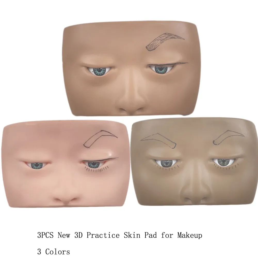 Stencils nyaste 3D -ögonbrynsövning hudkudde för sminkkonstnärer 3 färger