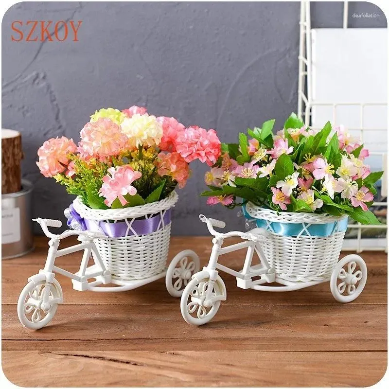 Vasi decorazioni per biciclette cesto fiore design triciclo est in plastica di stoccaggio bianco per la casa festa fai da te deco