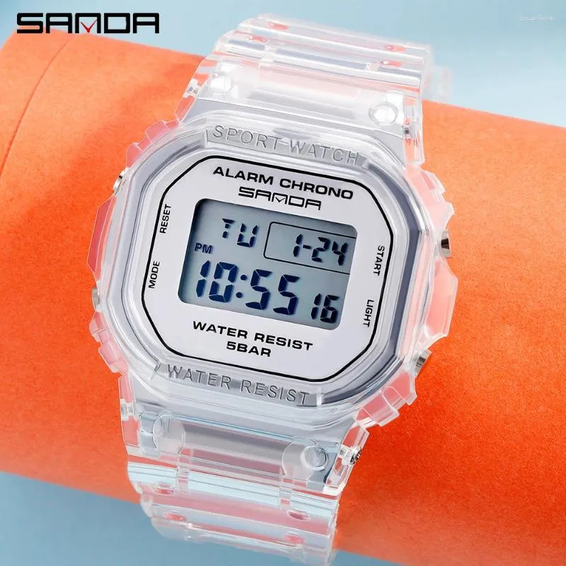 Montre-bracelets Sanda 2009 Fashion Sport Femmes Transparent STRAP LED CLOGNE DIGITALE ARRÉPRÉPORT ELECTRONIQUE REGOGIO FEMININO