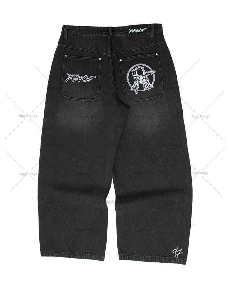 Jeans femeninos Hip-Hop Punk American Punk de cintura ancha Al2k Women Retro estampado de estampado de anime Jeans de gran tamaño Jeans 240423