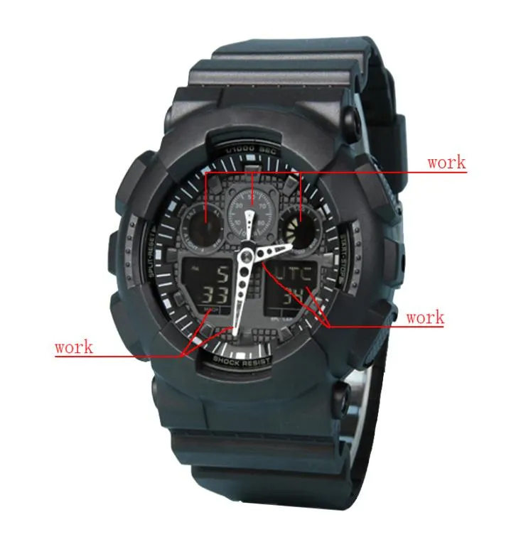 Herrklockor All Dial Work Digital Movement Watch Rubber Strap Stopwatch Militray Sport Wristwatch för manlig vattentät klocka med 8432030