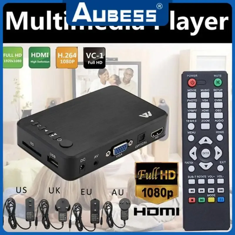 Player HDD Media Player Autoplay USB Внешний для MKV RMVB Media TV Box VGA AV Output Mini для SD U Disk Multimedia Player Full 1080p