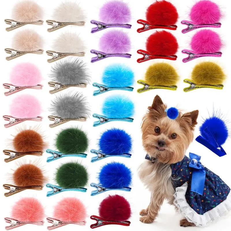 Hondenkleding 10 stks Handmake Pet Hairpin Puppy Plush Balls Clips voor zoete stijl kattenhaar decoreren accessoires multicolour