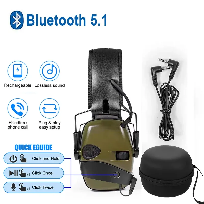 Protetor Original Tactical Electronic Shooting Earrefff Outdoor Sports Antinise Headset Bluetooth 5.1 Impact Sound Sound Afiroração