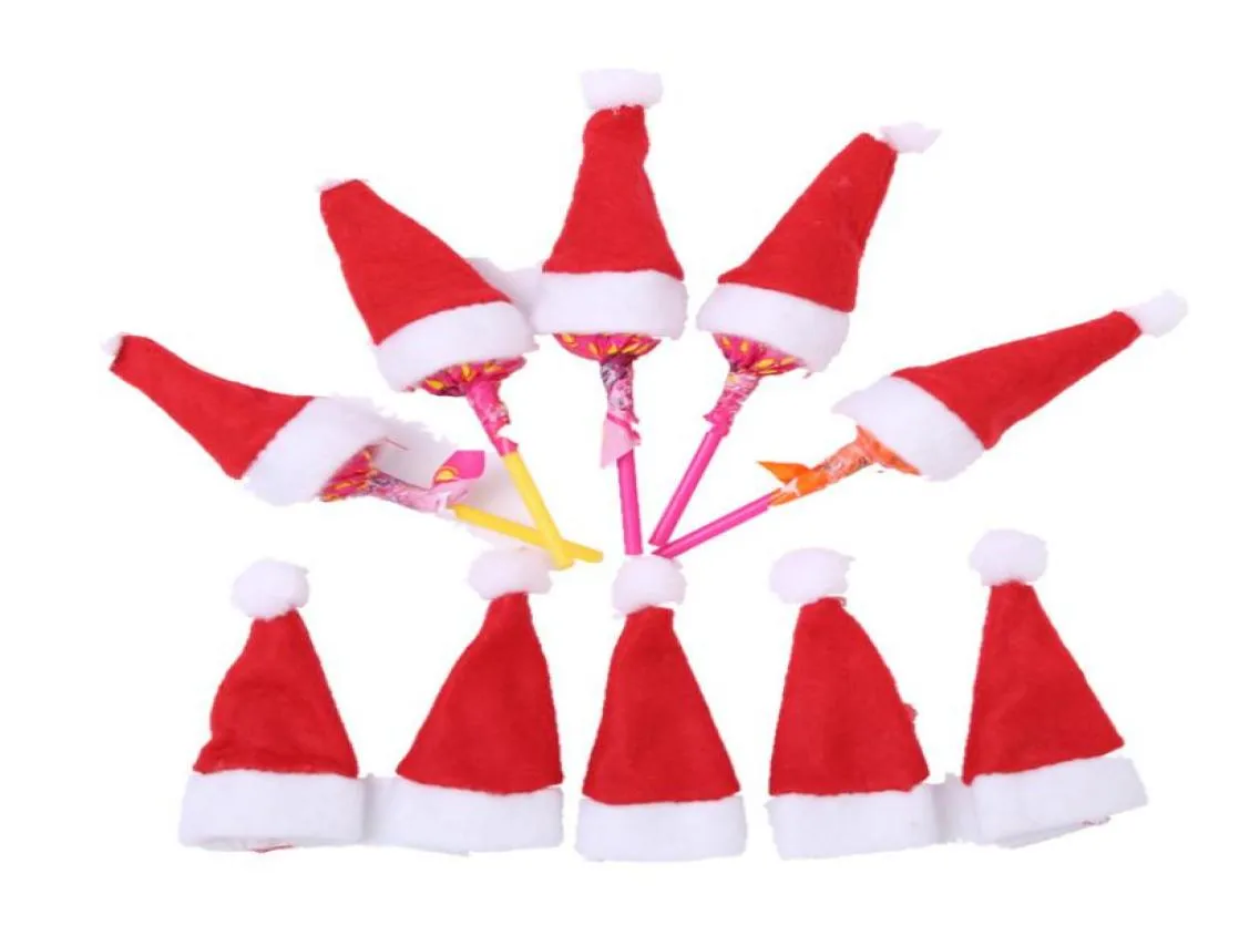 Mini Christmas Santa Claus Hut Weihnachten Lollipop Wrap Hut Hochzeit Süßigkeiten Geschenk kreative Kappen Weihnachtsbaum -Verzierungen W4H7CM DHL HH9863311