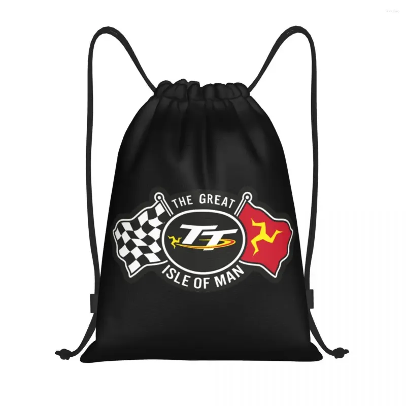 Förvaringspåsar Isle of Man Races DrawString ryggsäck sportgymväska för män kvinnor motorcykel shopping säckpack