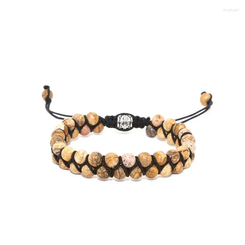 Bracelets de charme élégants doubles lignes femmes bracelet photo roches altérées perles de pierre tresser les cadeaux de macrame