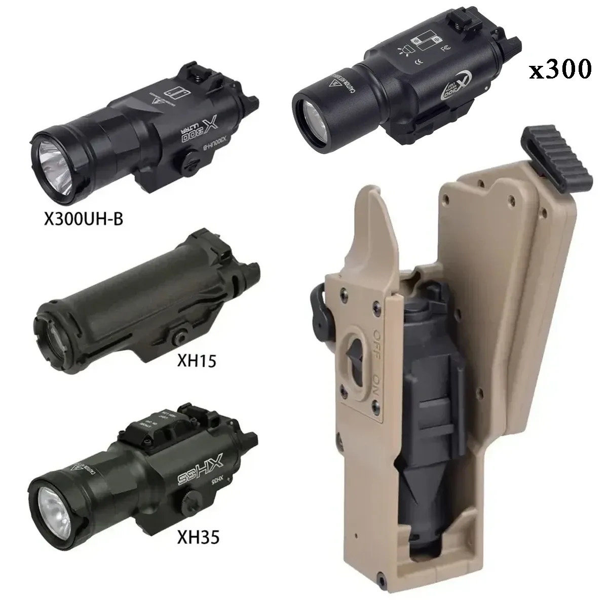 Luzes Tactical Masterfire Surefire Pistol Pistol Pistola Luz Pistola Rapid Implantion X300 X300UHB XH15 XH35 Luz de escoteira