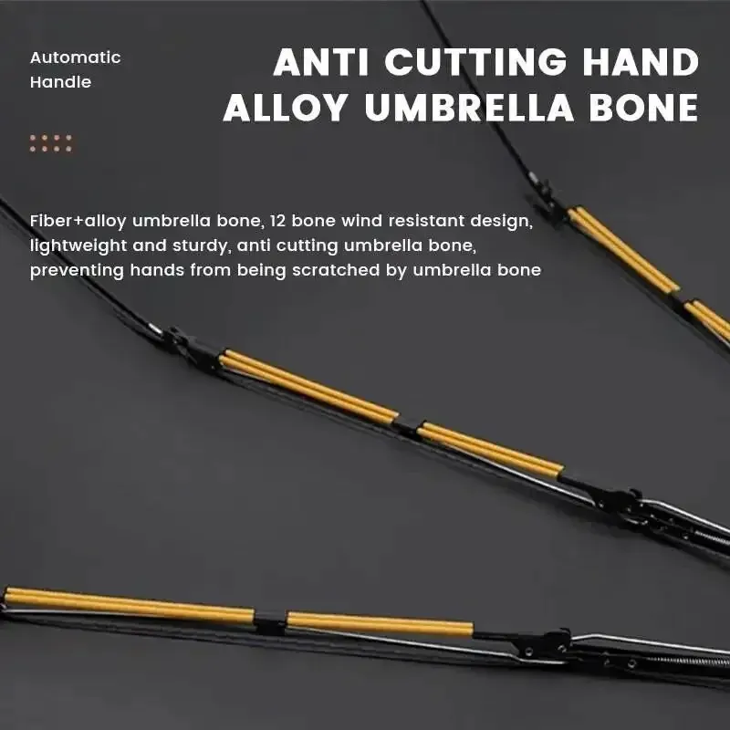 2024 12 Bone Black Glue Fully Automatic Umbrella with Thick and Durable Keel Three Fold Umbrella UV Resistant Folding Umbrella1. for outdoor activities umbrella