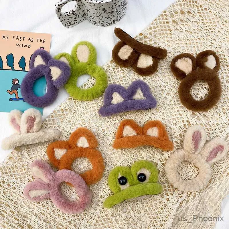 Haarzubehör Kinder niedliche weiche Haarband Kunstfell Tier Cartoon Ohren Haare Clips Girls Scrunchies Gummibänder Kinder Haarnadel Haarzubehör