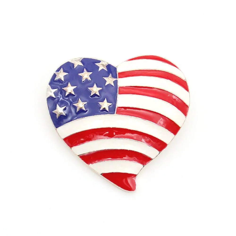 Broches broches 10 pcs / lot du drapeau américain broche en émail coeur forme 4ème des épingles patriotiques JY USA pour cadeau / décoration Drop livraison juive dhe3r