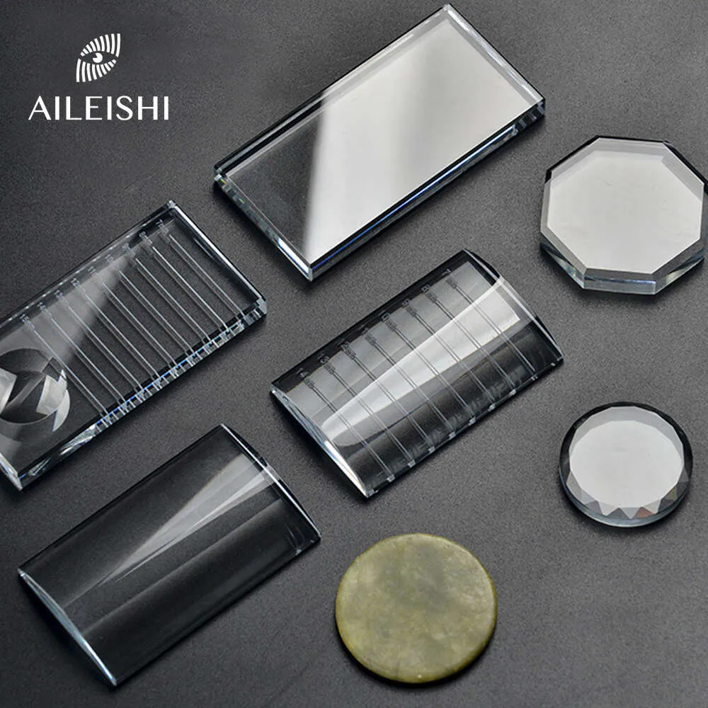 Eyelash Extension Pallet Crystal Glass U Curved/straight Stand False Eyelashes Holder Transparent Glue Tray Beauty Makeup Tool