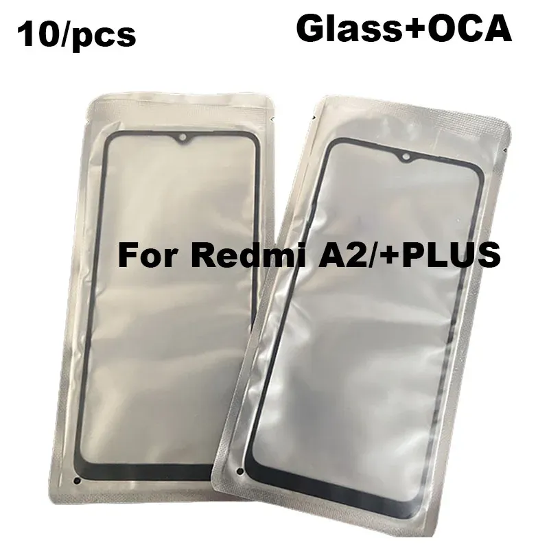 Panneau 10pcs / lot pour Xiaomi Redmi A2 + Plus Panneau d'écran tactile en verre LCD extérieur avant avec OCA