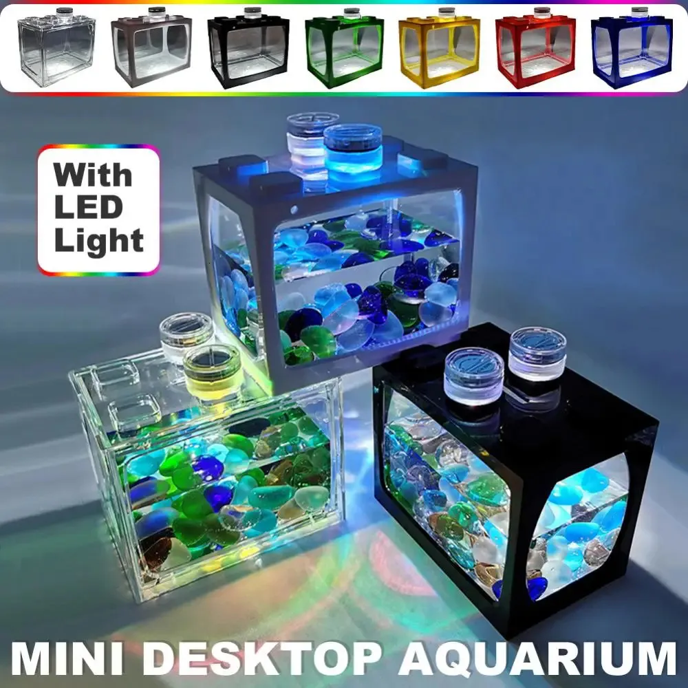 Aquarium Fish Tank Creative Multicolor Stackable Building Blocks Ecological For Small Reptile Pet Box Landscape Seawedecoration 240424