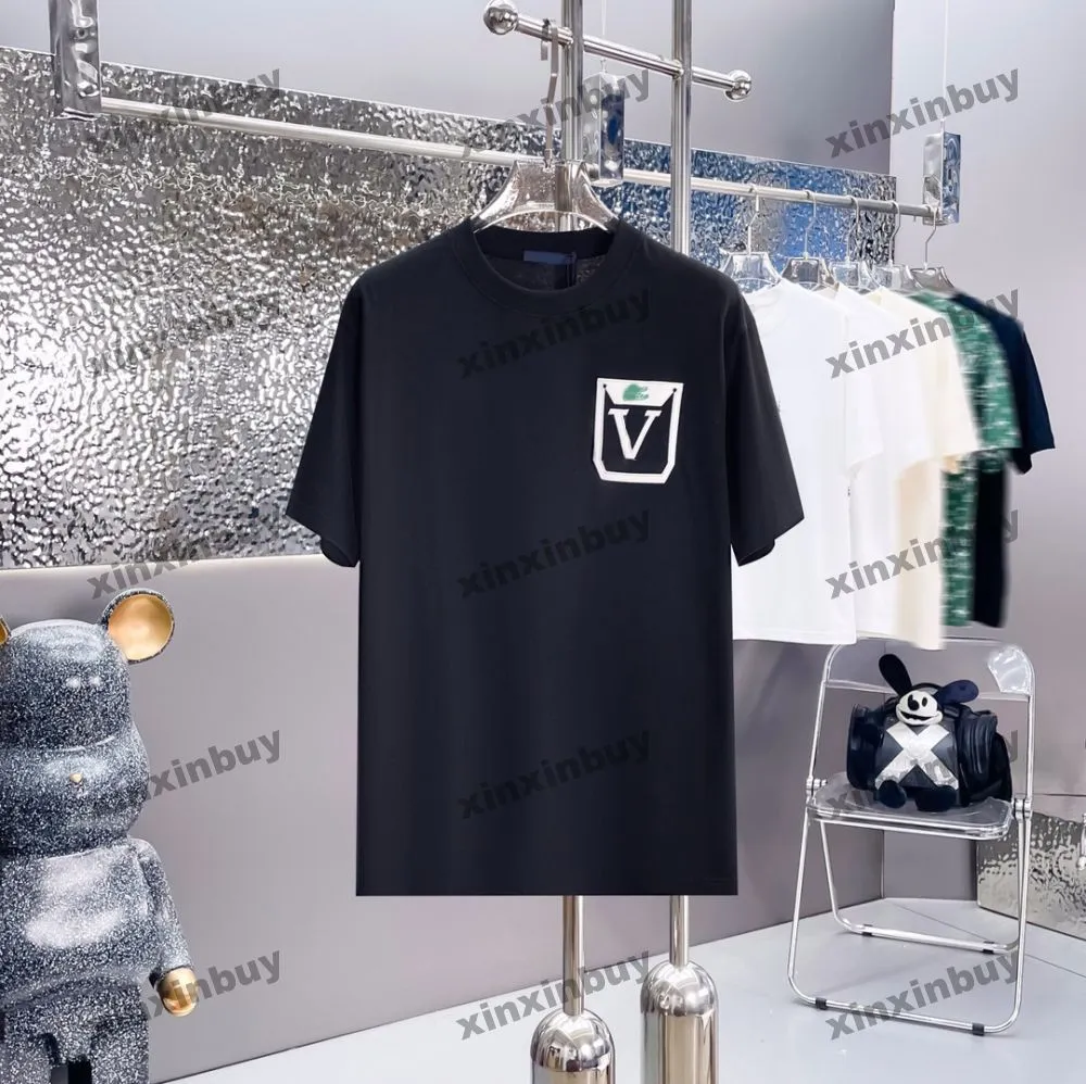 Xinxinbuy Männer Designer T-Shirt T-Shirt 2024 Italien Leder Patch Stickerei 1854 Baumwolle Kurzarm Baumwolle Frauen weiß schwarz M-3xl