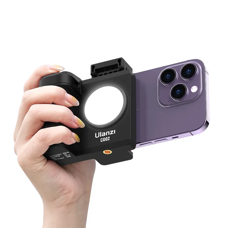 Sticks Ulanzi CG02 Smartphone Selfie Grip Wireless Bluetooth Poignée avec téléphone léger 5500K comme stabilisateur de photo de l'appareil photo