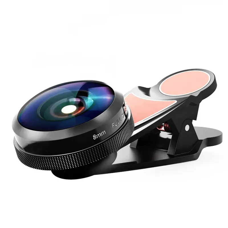 Filtres 235 degrés FishEye Lens 8 mm en plein écran sans vignet de téléphone-appareil photo Universal 4K HD surper grand angle pour iPhone Samsung