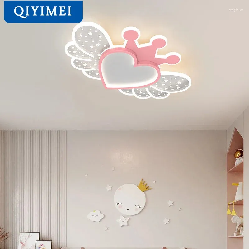 Lustres les lampes de lustre à LED moderne pour enfant chambre coeur light chambre cuisine éclairage intérieur rose disposition