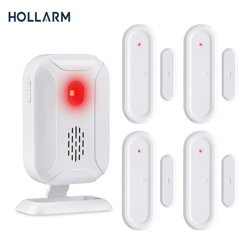 Accessories Hollarm Wireless Door Open Chime 36 Ringtones Shop Store Welcome Chime LED Flashing Light Door Window Alarm Bell