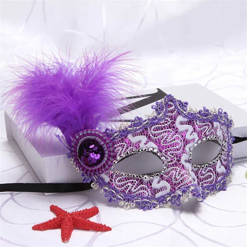 Venice Feather Masquerade Masks Hat Cosplay Half Face Eye Princess Halloween Festive Venetian Costumes Carnival Easter Dance Nightclub Wedding Birtyday Perform