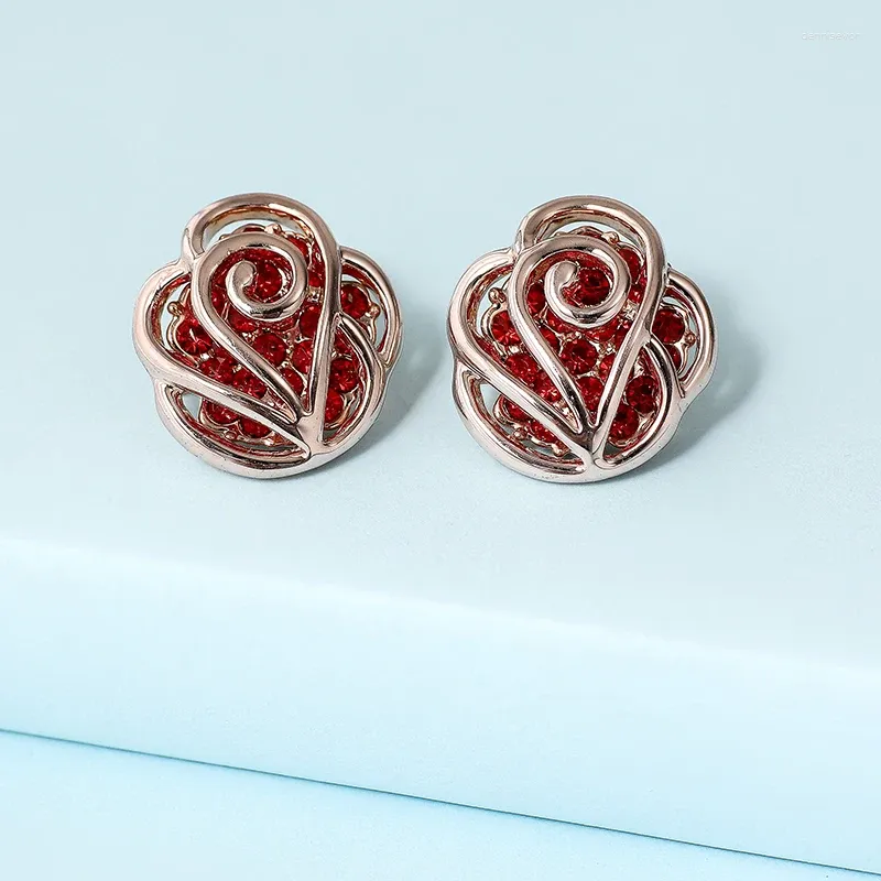 Boucles d'oreilles ER-00398 2024 en véritable bijoux en cristal autrichien Goldages d'oreilles de fleur de rose de rose