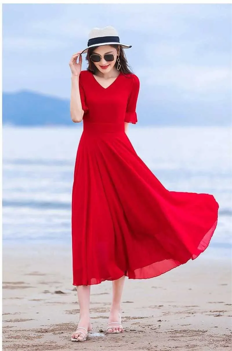 open lace back dress Heidi Red Corset Dress - Red Sun Dress main image 0