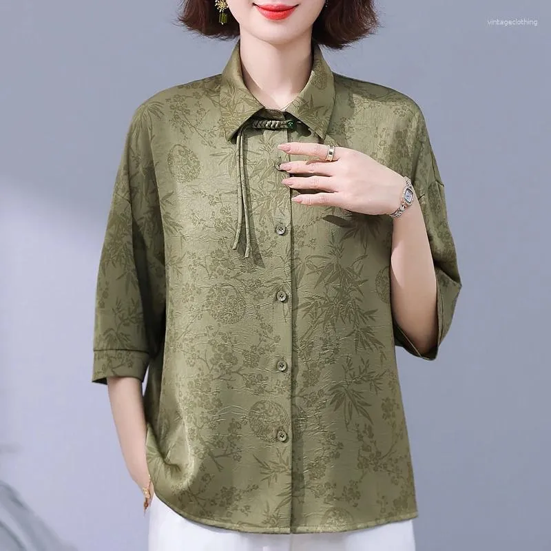 Blans des femmes Élégant pour les femmes 2024 Casual Ladies Tops Summer Loose Half Sheve Shirts Vintage Vintage High Quality