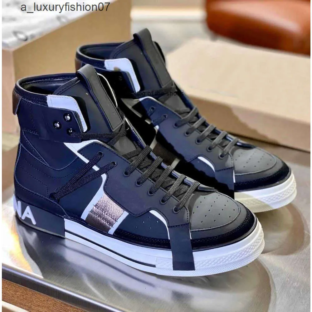 Nieuwe aangepaste sneakers topmerk high-top-custom 2.Zero schoenen met contrasterende details kalfsleer gemengd materiaal lederen mannen rubber zool n33v pcvt