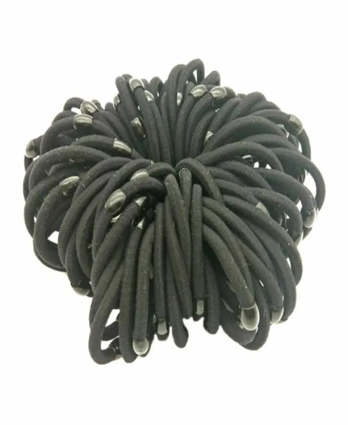 Lot 100 pcs taille 5cm perle des filles noires femmes bandes de cheveux élastiques porte-cheveux n'entraîne du coiffeur de cheveux élastique scrunchy77096973080640