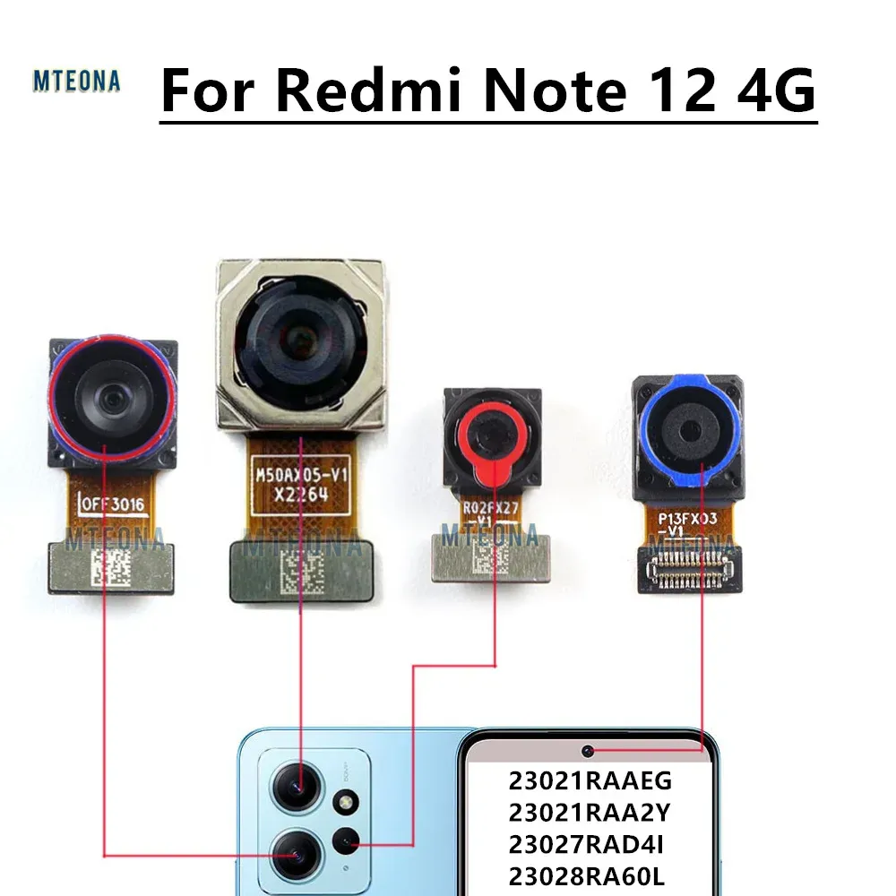 ケーブルXiaomi Redmiのオリジナルリアカメラノート12 4G Mian Back Front Camera Module Flex Cable Parts 23021Raaeg、23021raa2y