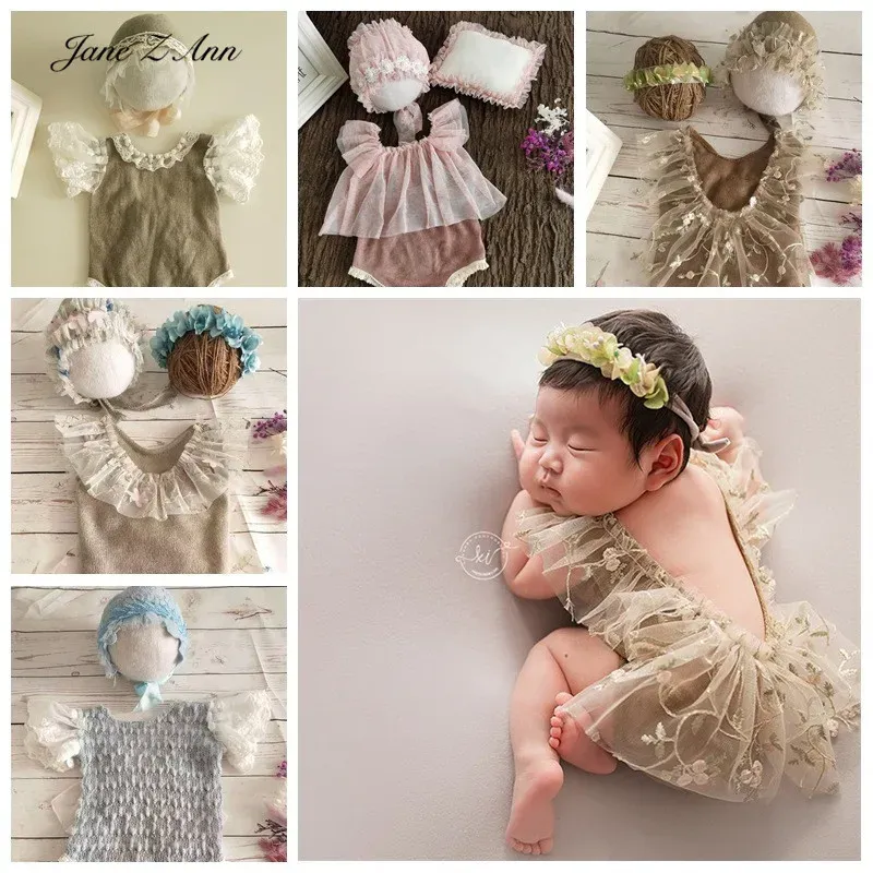 Tillbehör Jane Z Ann 2020 New Style Spädbarnsflicka Tvilling Studio Shooting Outftis Nyfödd/36 månaders baby tema Kostymprev Foto