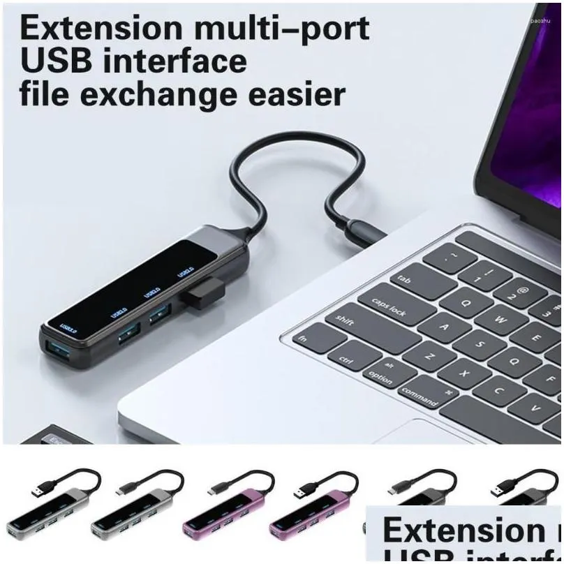 Hubs USB Comput Computer Hub Portable Dongle Adapter 4 Puertos Expansión C Accesorios de estacionamiento de acoplamiento Computadoras de entrega de caída Networking OTWPR