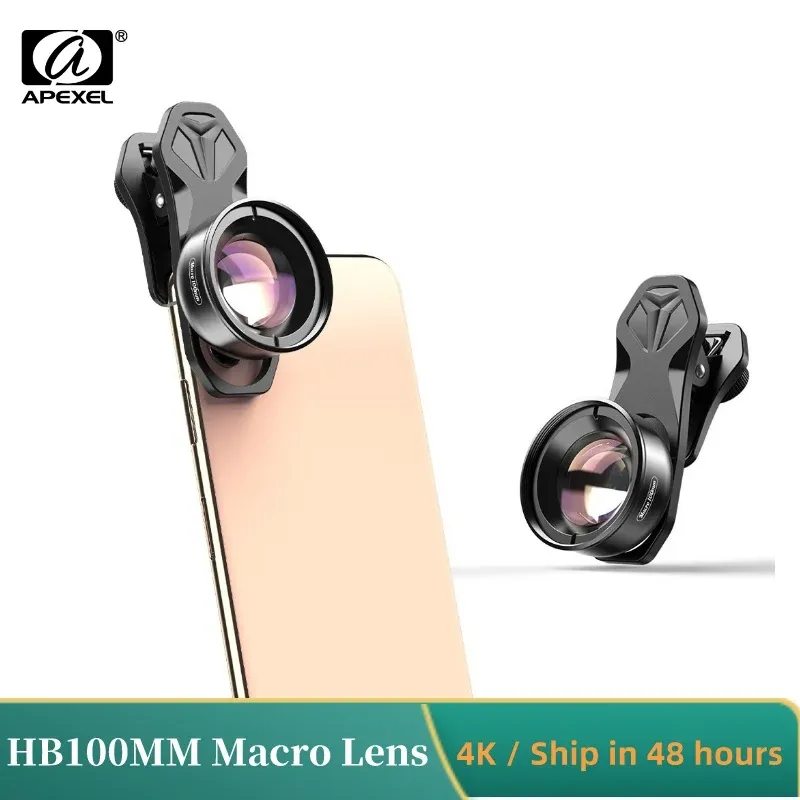 Filtres Apexel 100 mm lentilles de l'objectif de l'appareil photo Téléphone Lens 4K HD Super Macro Lenses CPL Star Filtre pour iPhonex 13 Pro Samsung S9 All Smartphone