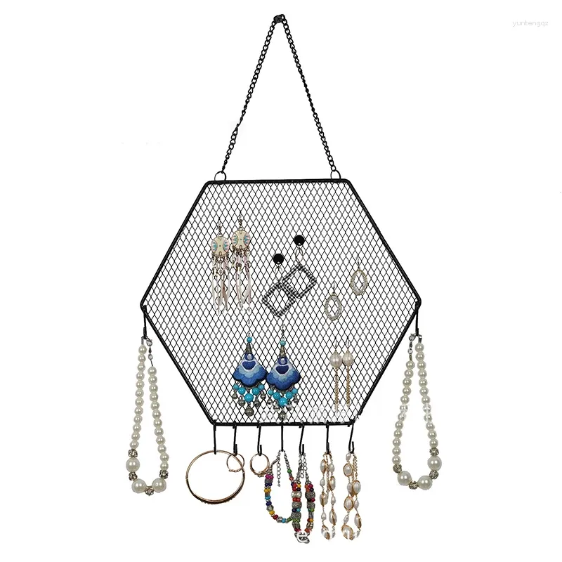 Jewelry Pouches Wall Hanging Brooch Display Stand Metal Grid Pin Badge Button Collection Storage Holder Necklace Earring Organizer Bag